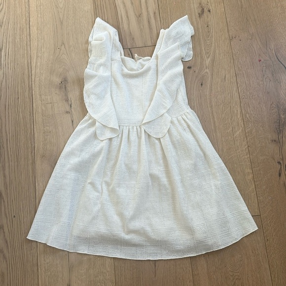 Zara Kids Girls Cap Ruffle Sleeve Dress in white /ivory Size 11/12 - Picture 1 of 5